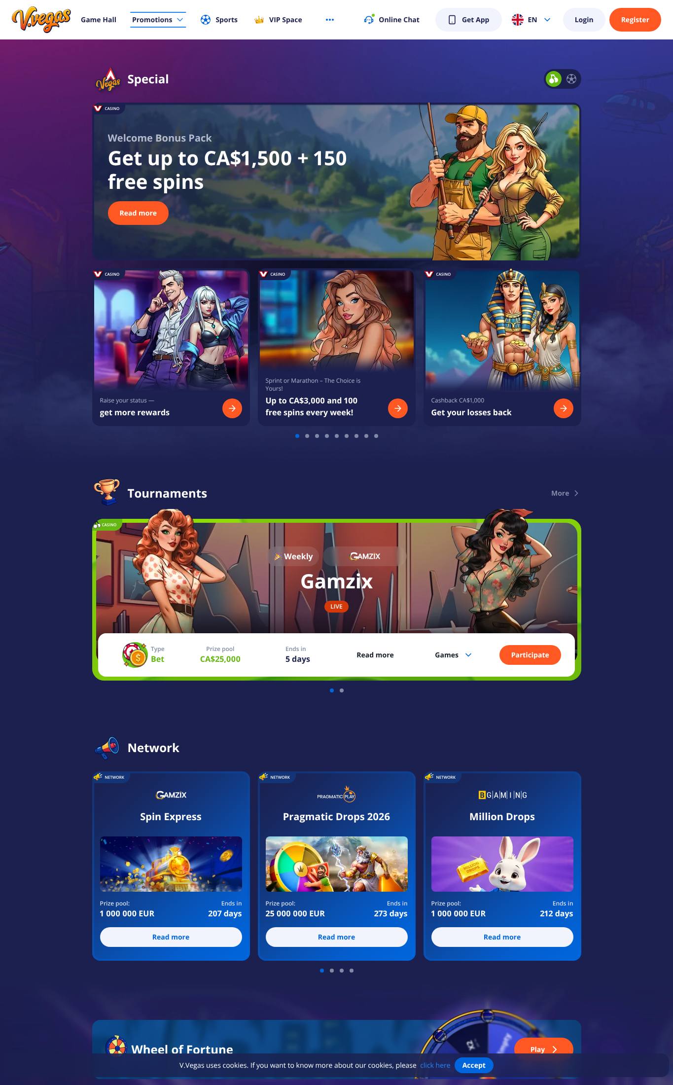 V Vegas casino feature