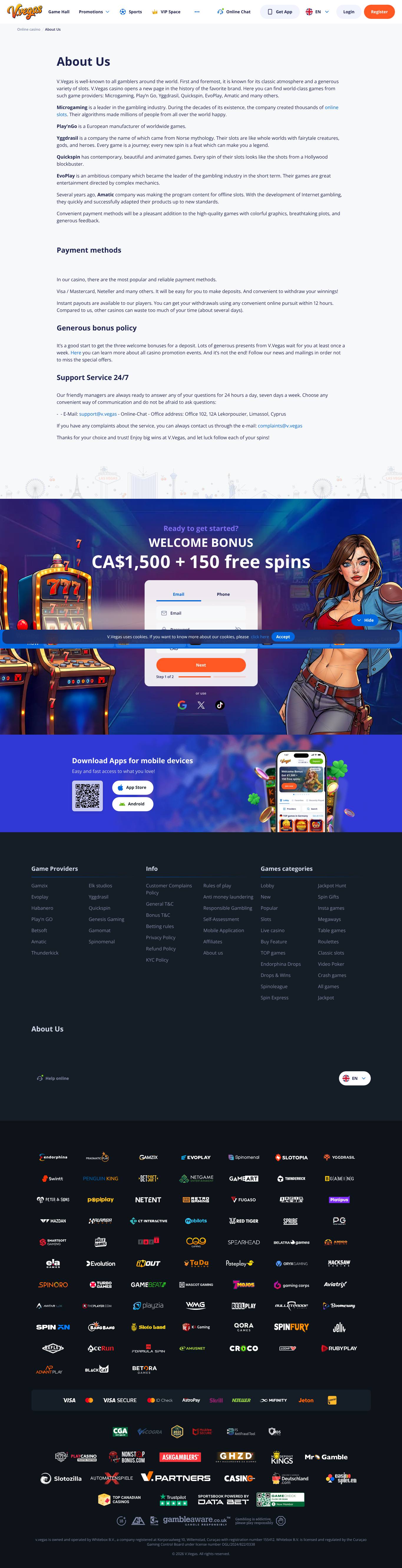 V Vegas homepage hero banner